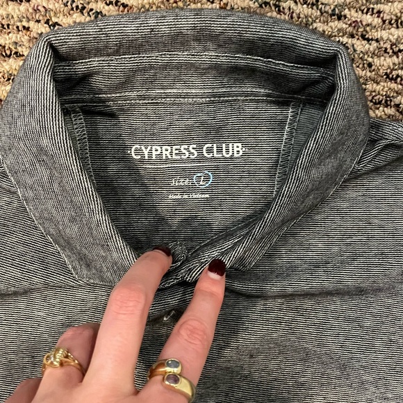 NWOT Cypress Club charcoal gray polo button down - Picture 4 of 4